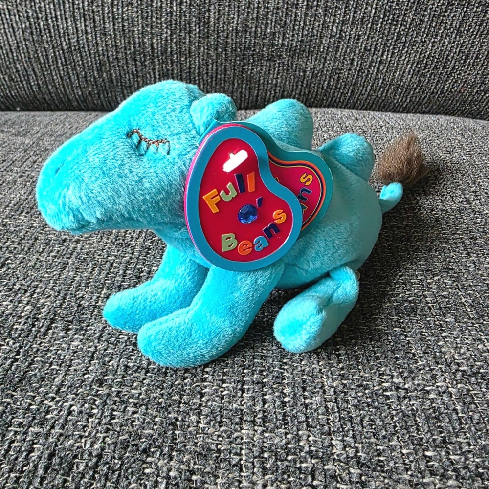 Avon 1999 Full O Beans Birthstone Camel Plush Turquoise Blue Bean Bag Toy NWT